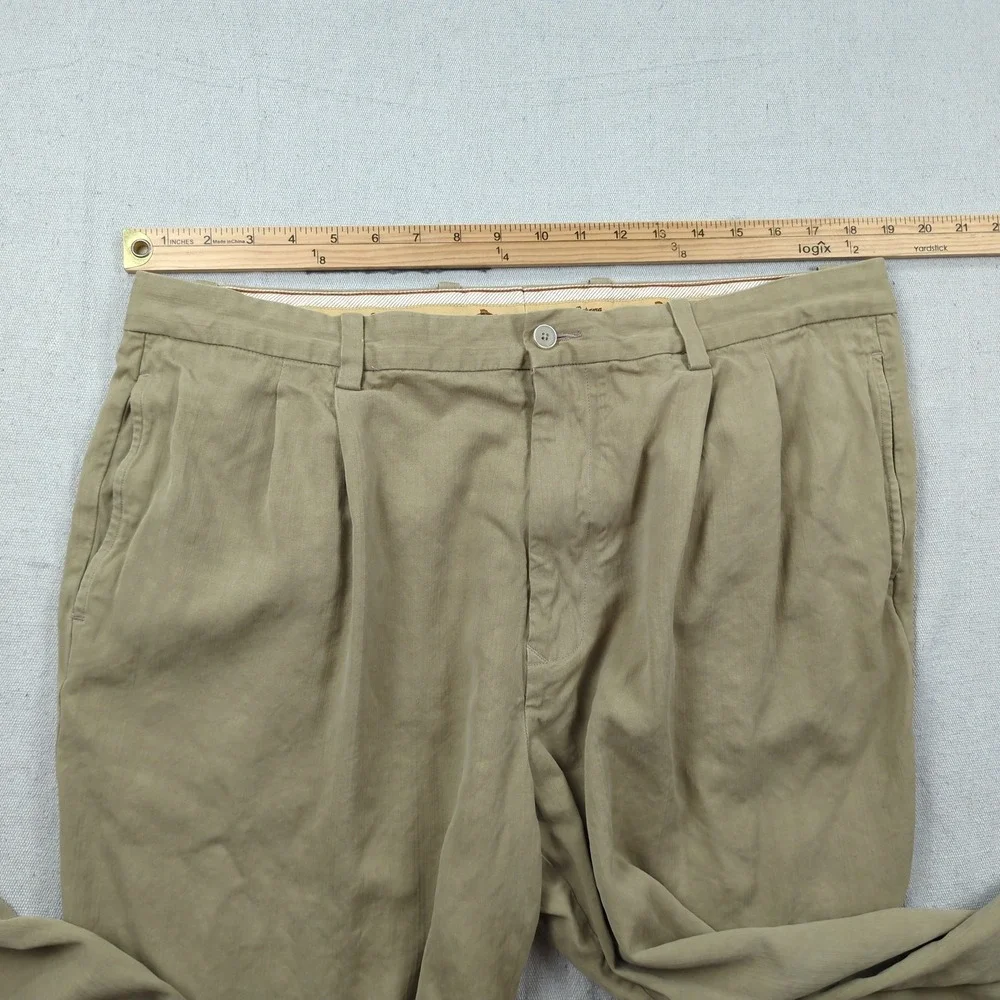 Tommy Bahama Pants Mens 38x32 Khaki Silk Casual Preppy Pleated